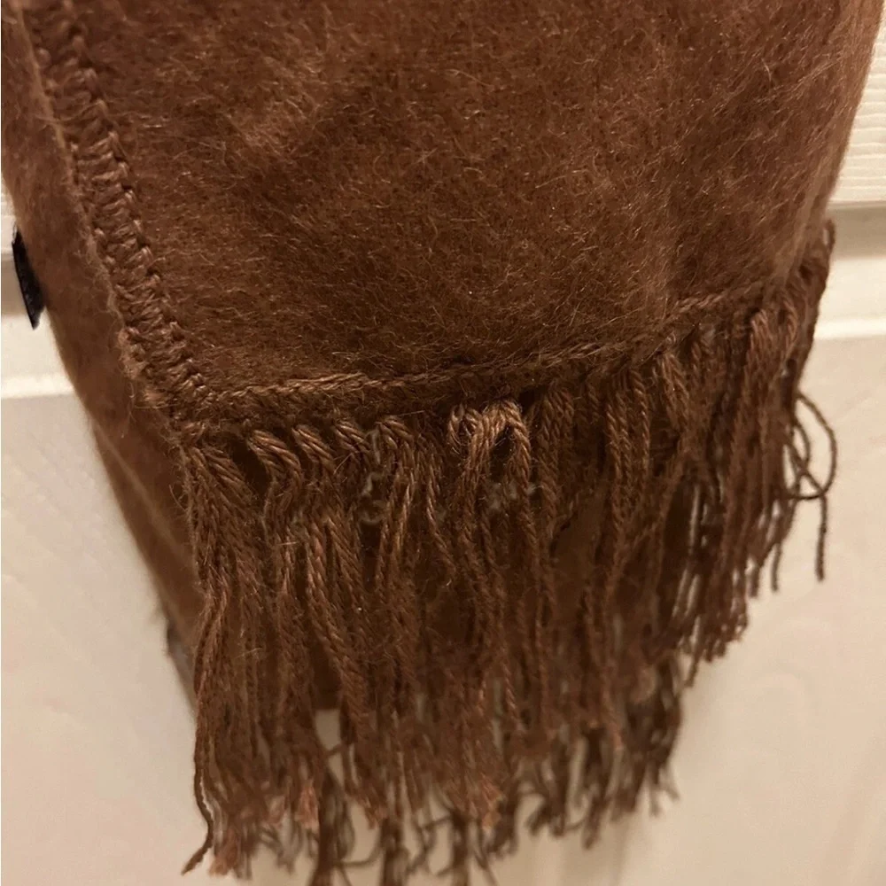 Alpaca Camargo Wool Brown Fringe Scarf